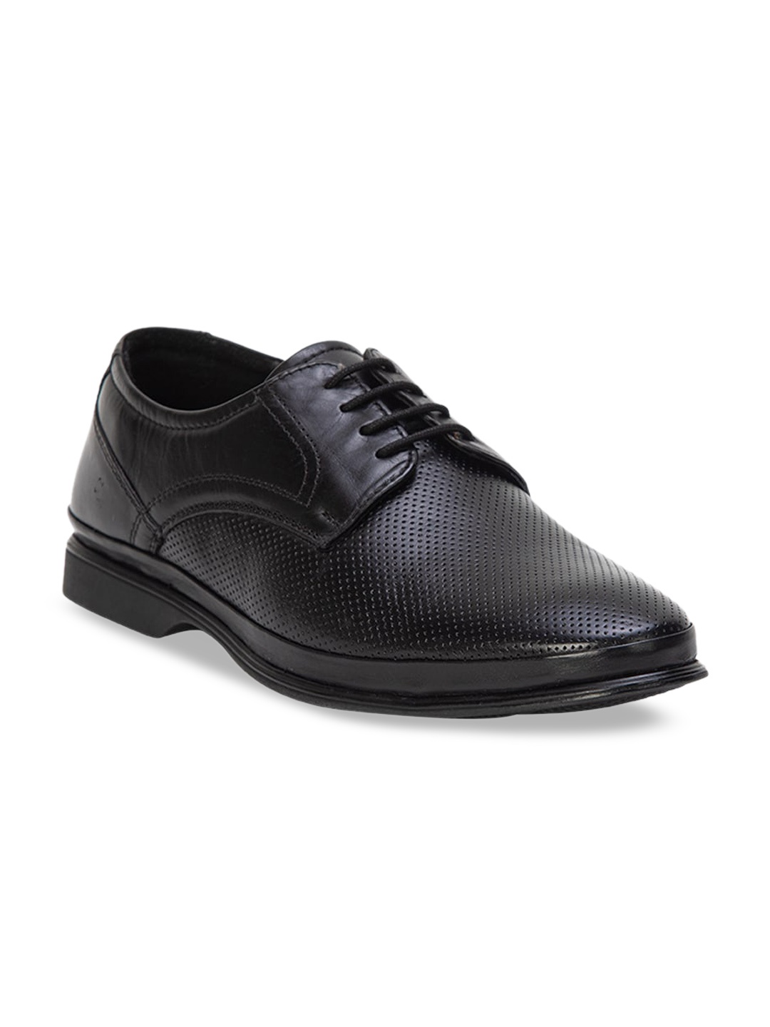 VON WELLX GERMANY Men Black Textured Coen Leather Formal Derbys