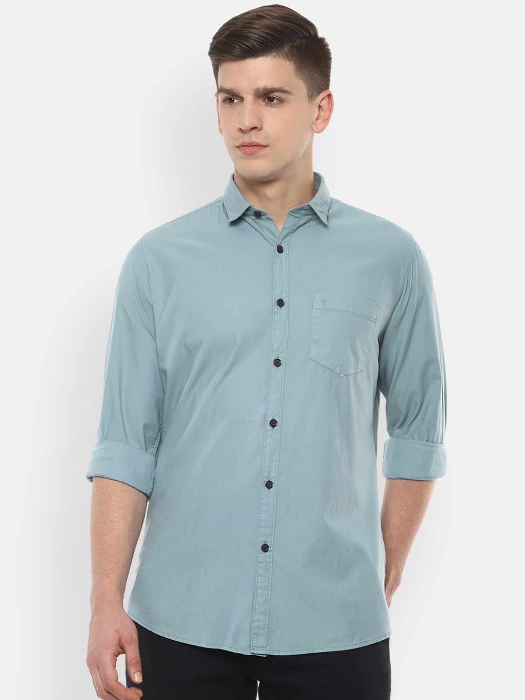 Van Heusen Sport Men Blue Slim Fit Solid Casual Shirt