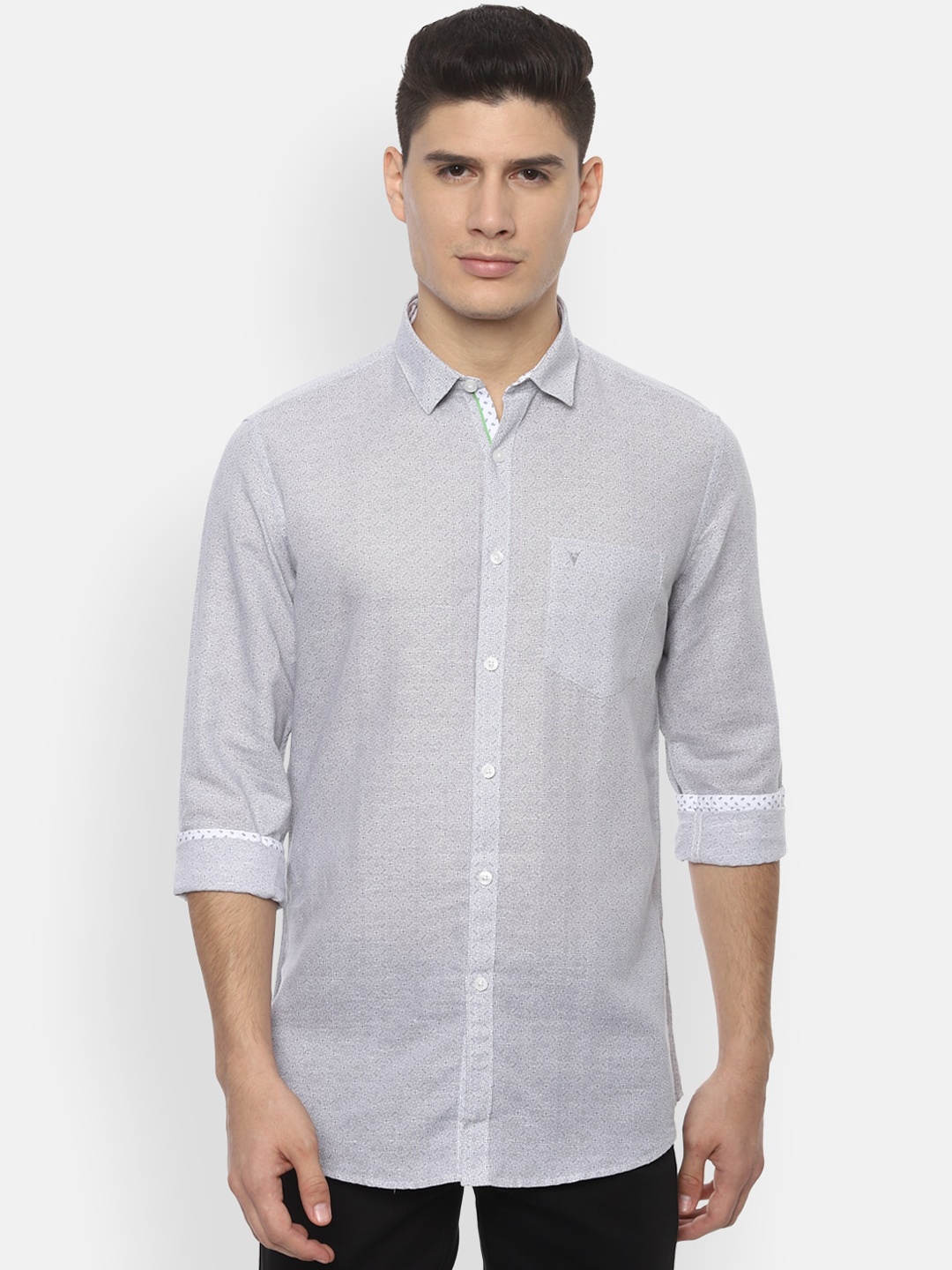 Van Heusen Sport Men Grey Slim Fit Printed Casual Shirt