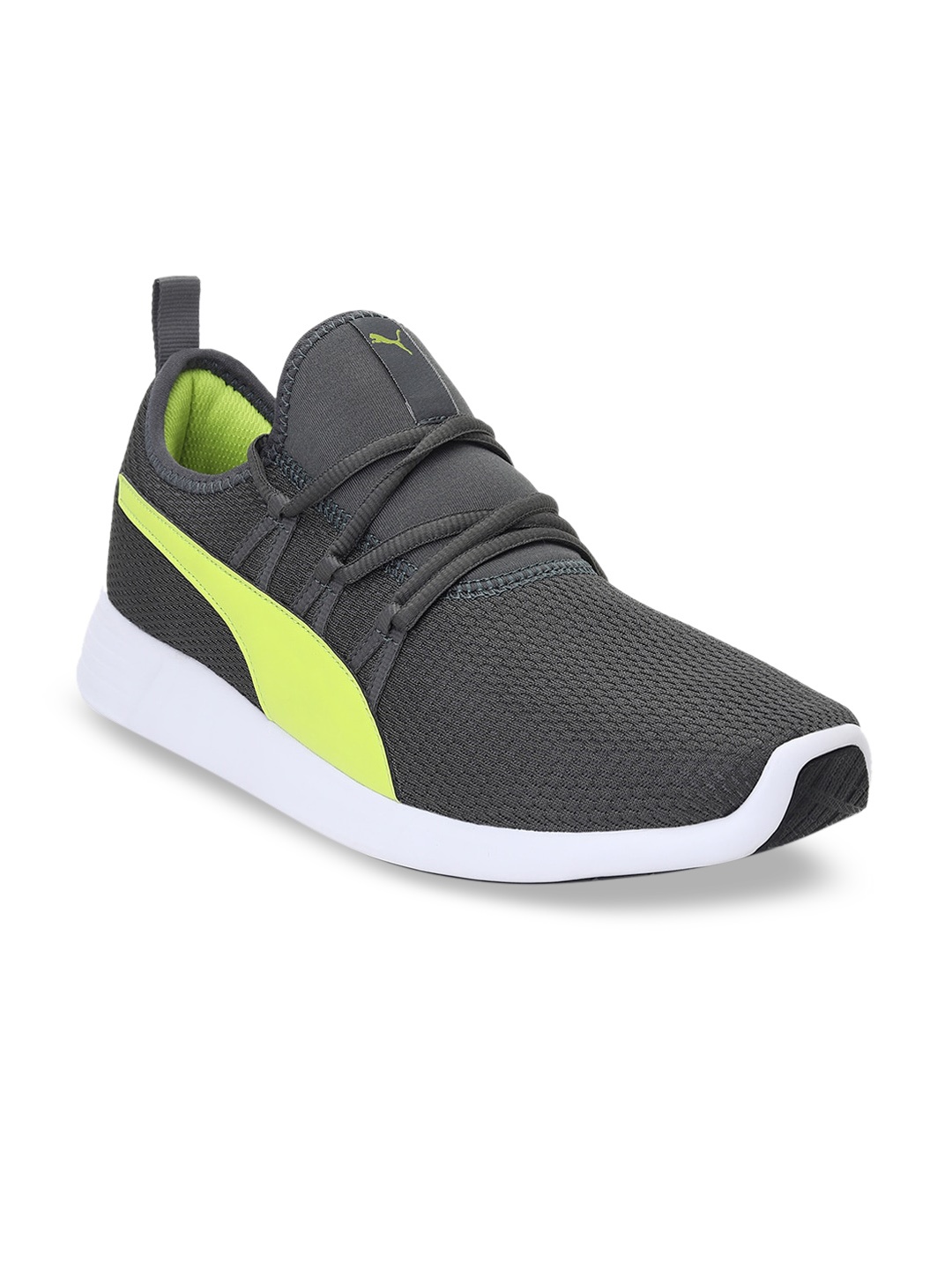 Puma Men Grey Fluorescent Green Loop X Running Shoes