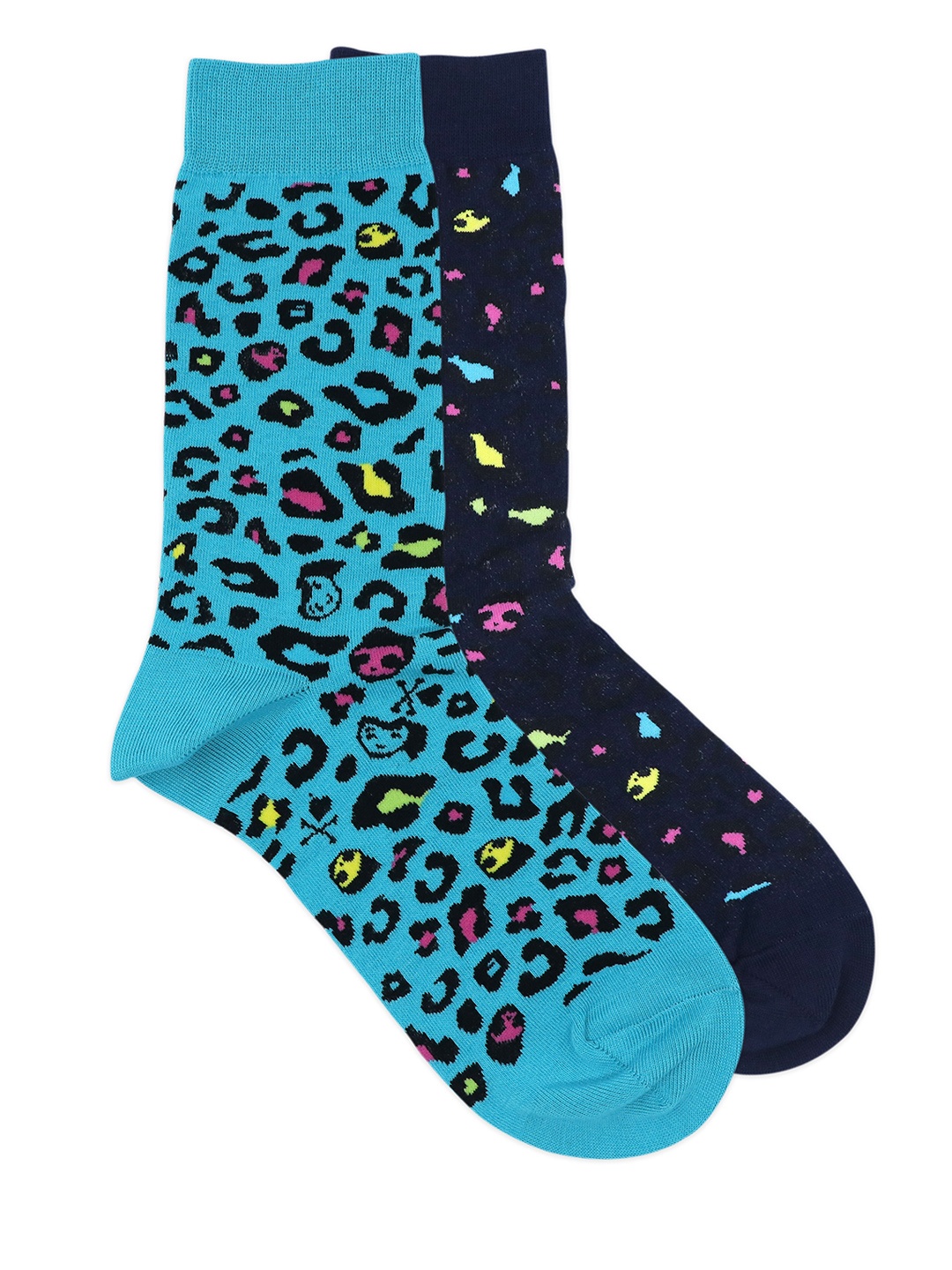Balenzia x Tokidoki Men Pack of 2 Leo Patterned Calf-Length Socks, Black