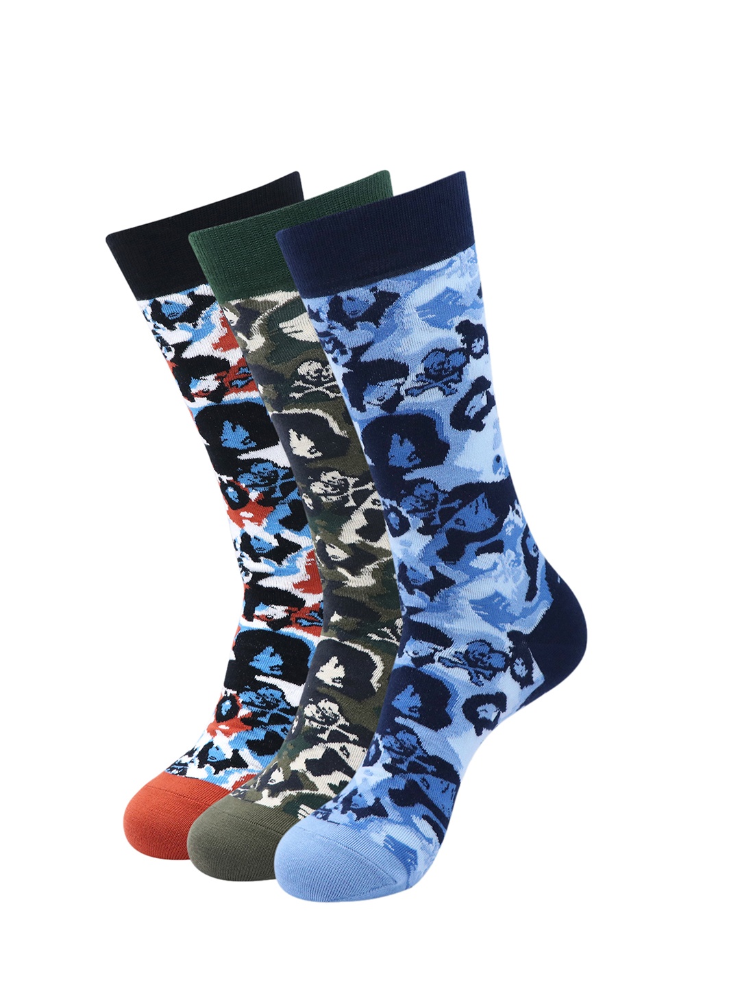 Balenzia Men Pack Of 3 Tokidoki Patterned Calf-Length Socks, Red