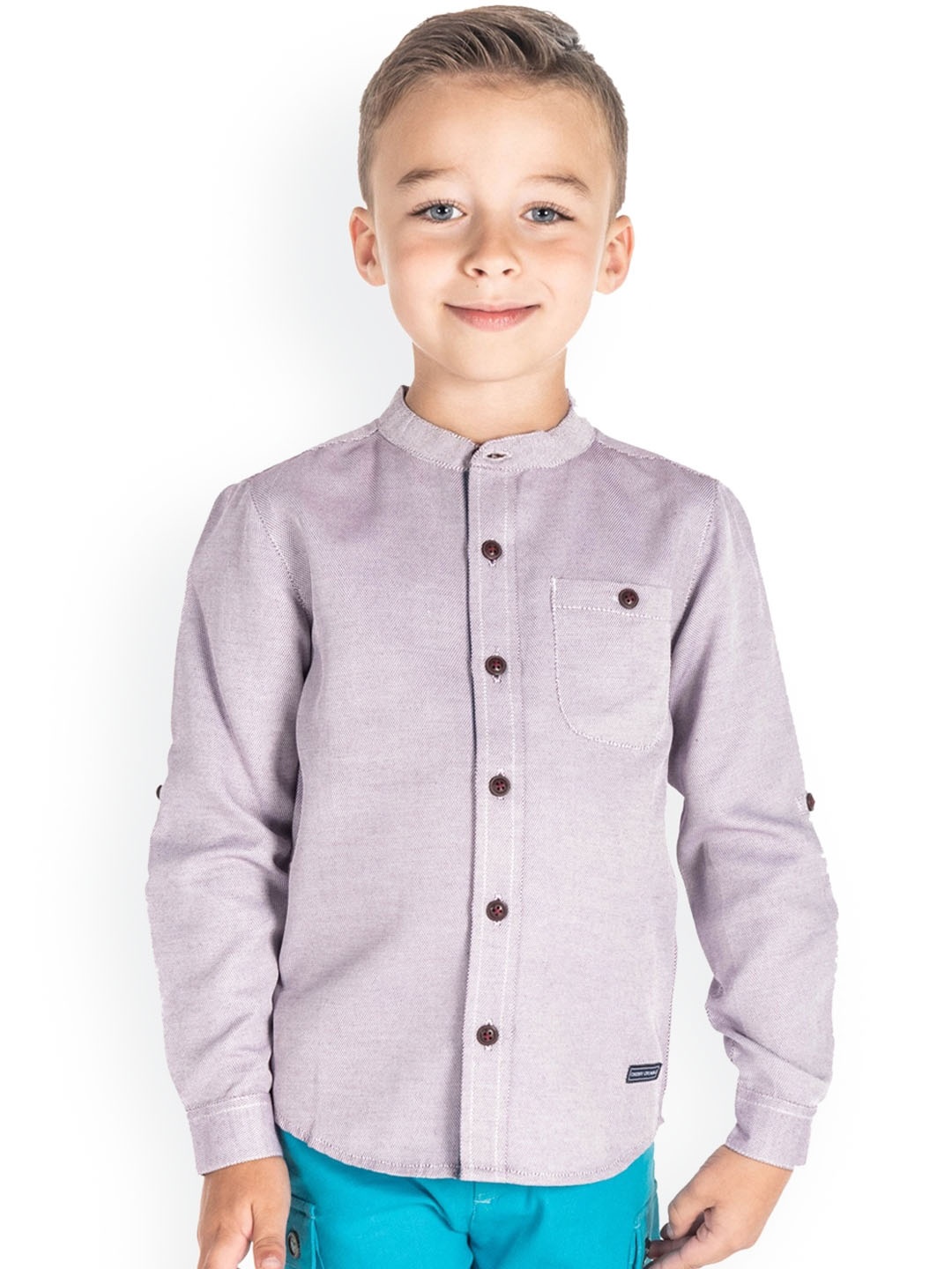 Cherry Crumble Kids Purple Regular Fit Solid Casual Shirt