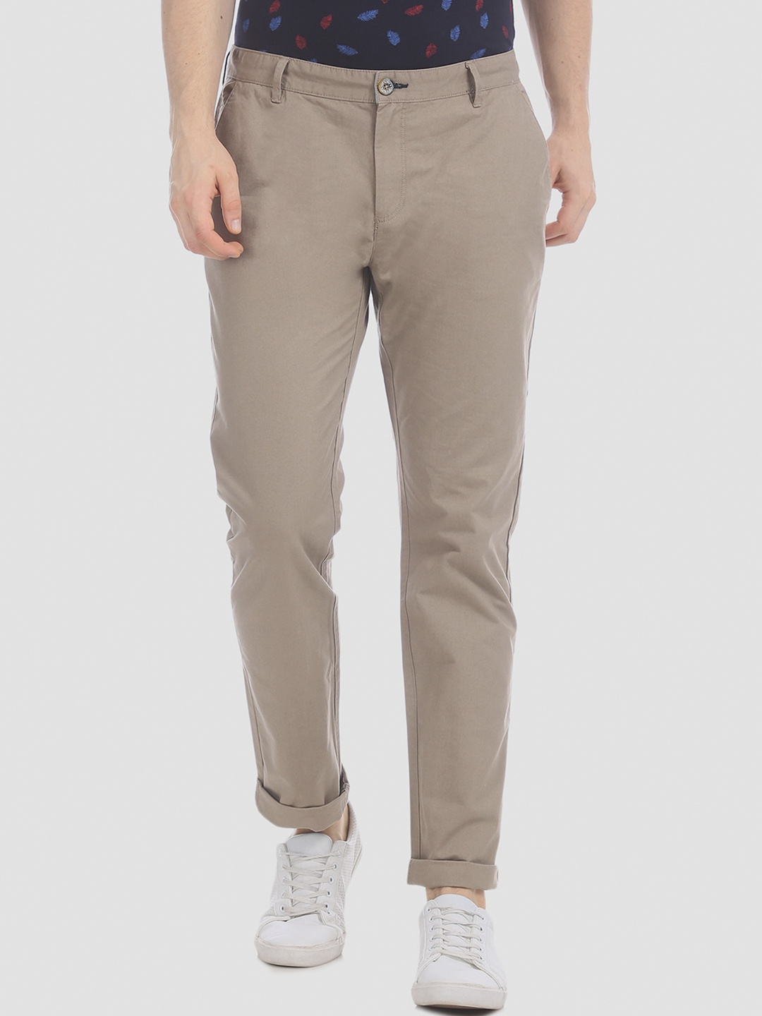 RUF & TUF Men Brown Regular Fit Solid Chinos
