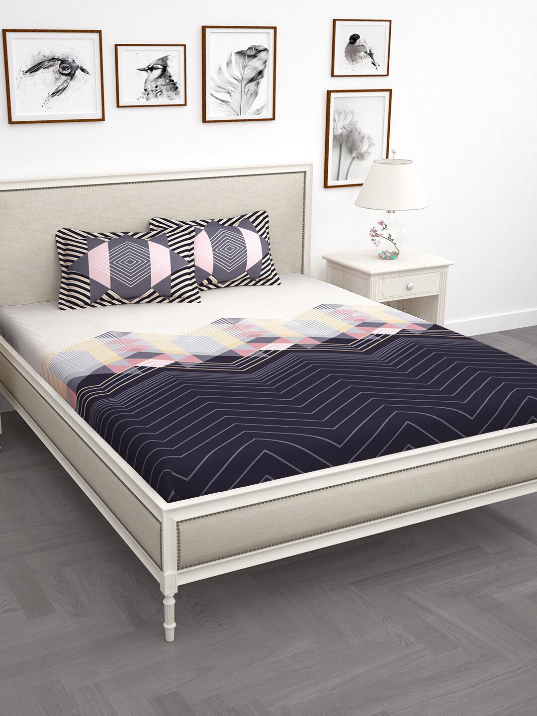 Story@home Purple & Off-White Geometric 240TC Cotton 1 King Bedsheet with 2 Pillow Covers
Story@home Purple & Off-White Geometric 240TC Cotton 1 King Bedsheet with 2 Pillow Covers