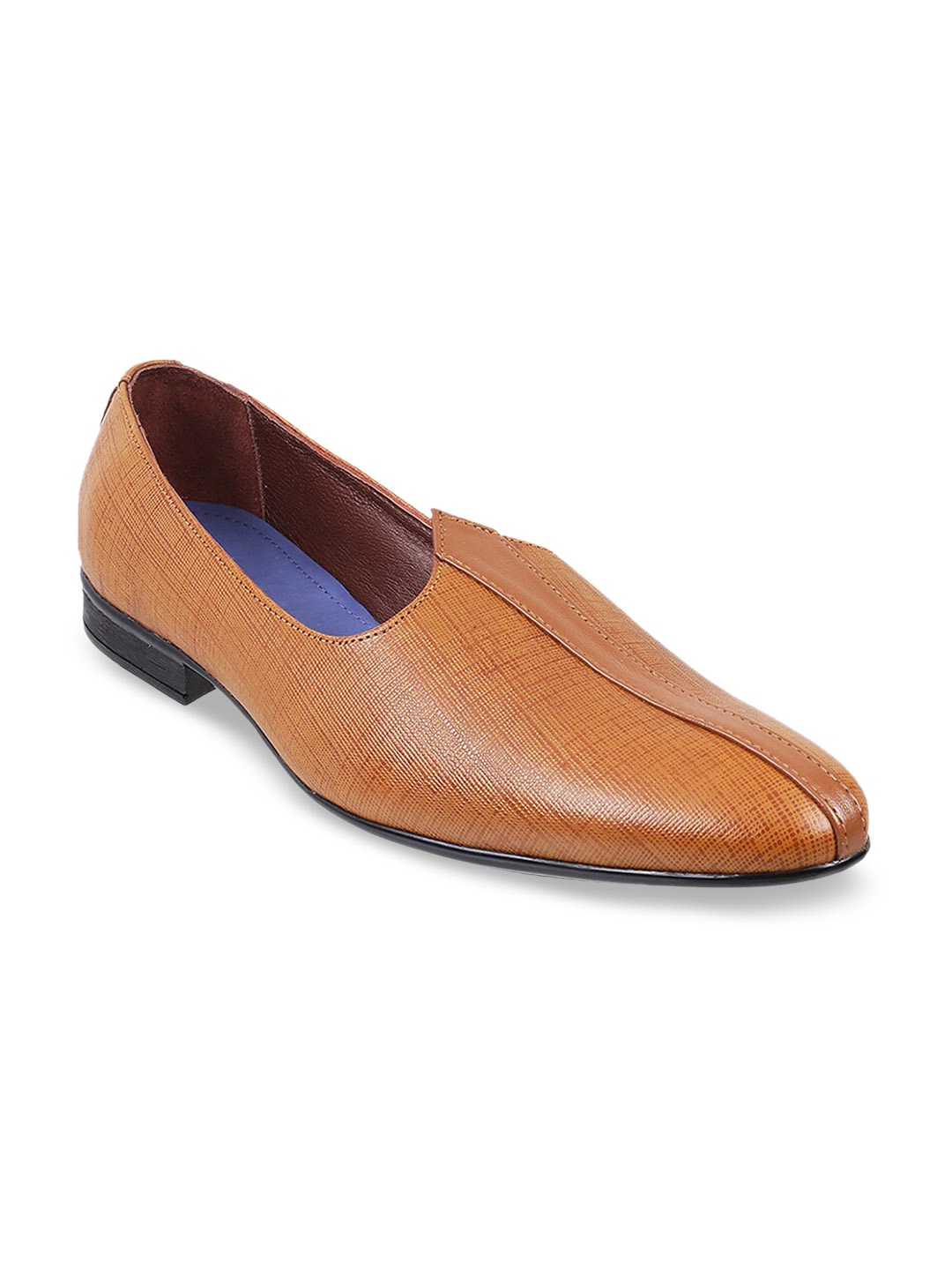 Mochi Men Tan Brown Solid Leather Mojaris