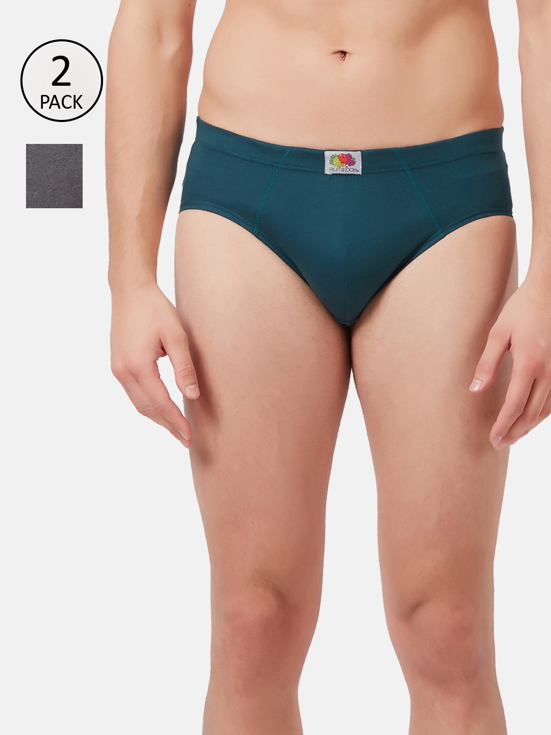 Fruit of the loom Men Pack Of 2 Solid Basic Briefs MHB01-2P-A1S6, Teal
