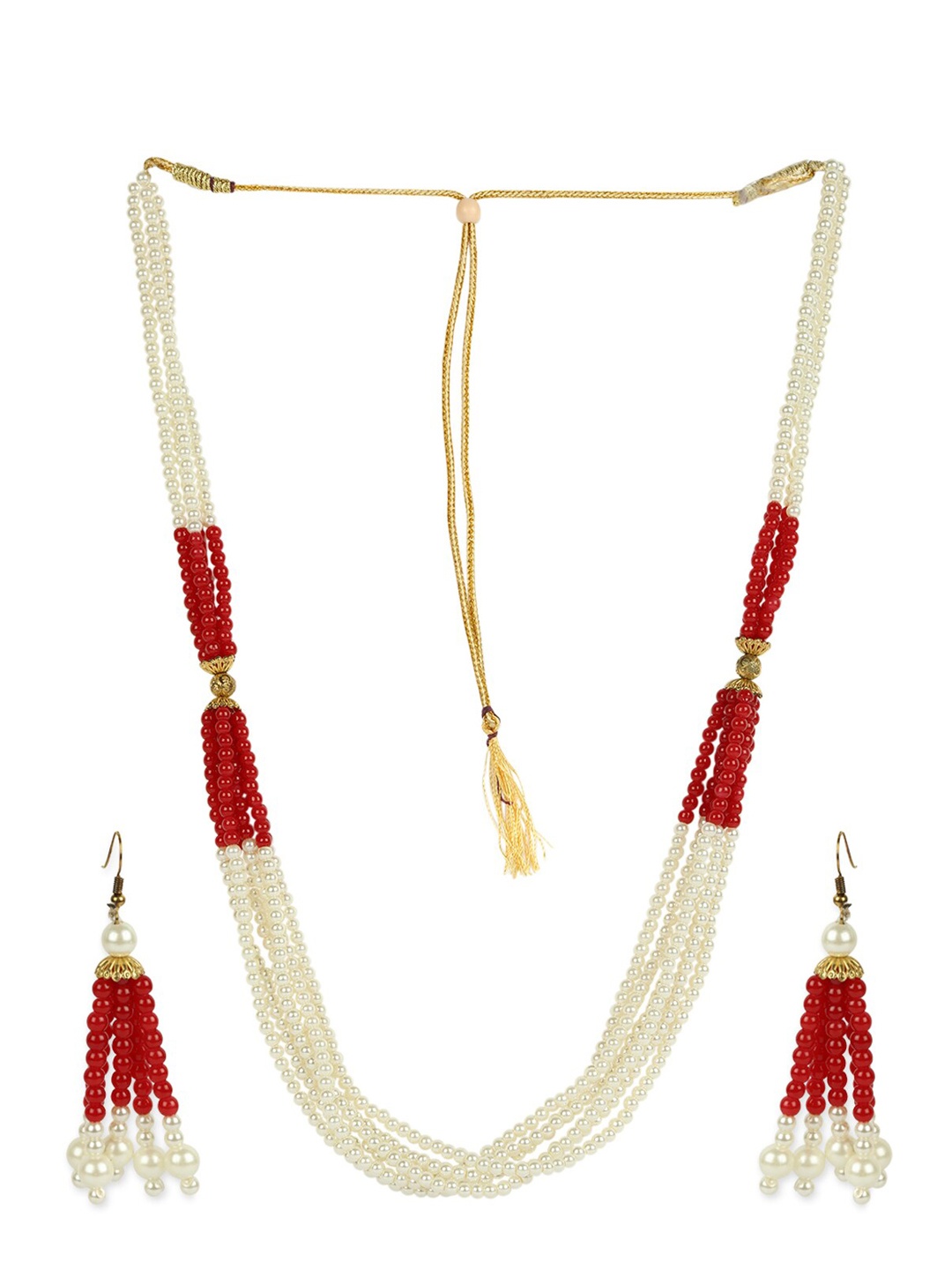 ANIKAS CREATION Gold-Plated Red & White Pearl Beaded Multistranded Sustainable Jewellery Set
ANIKAS CREATION Gold-Plated Red & White Pearl Beaded Multistranded Sustainable Jewellery Set