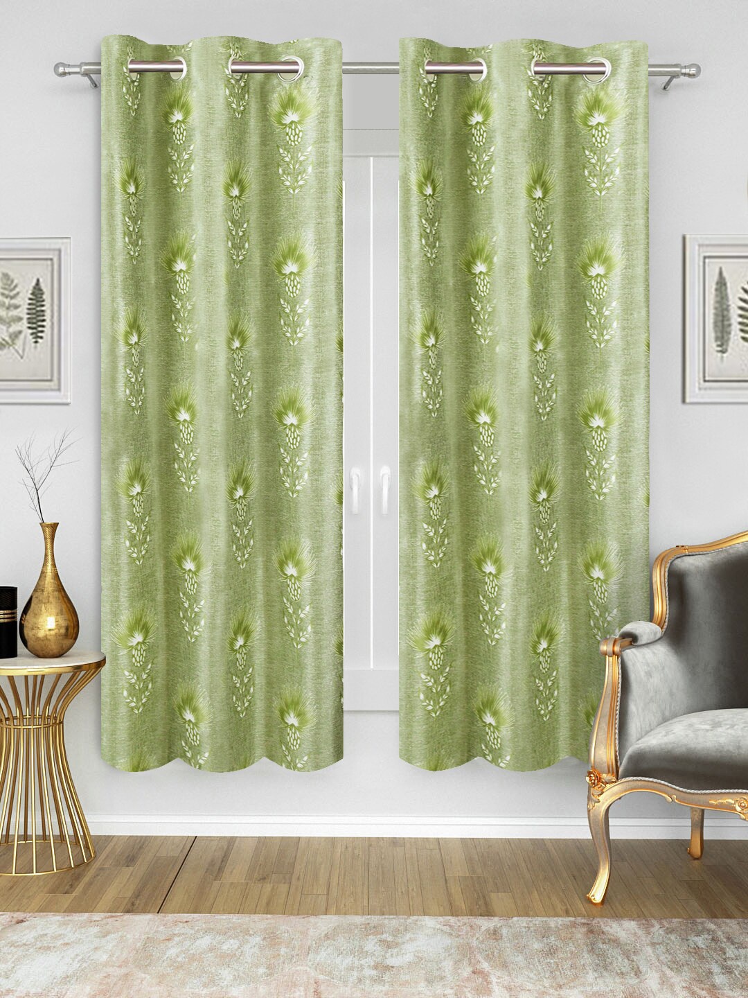 Good Homes by Home Candy Set of 2 Green Window Curtains