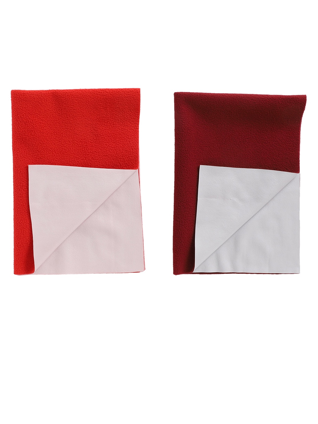 BUMZEE Kids Set Of 2 Solid Mattress Protector Sheets, Red