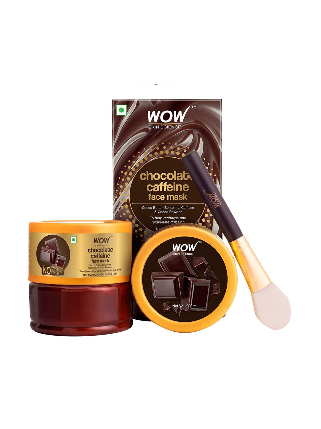 WOW SKIN SCIENCE Chocolate Caffeine Face Mask 200 ml, Brown
