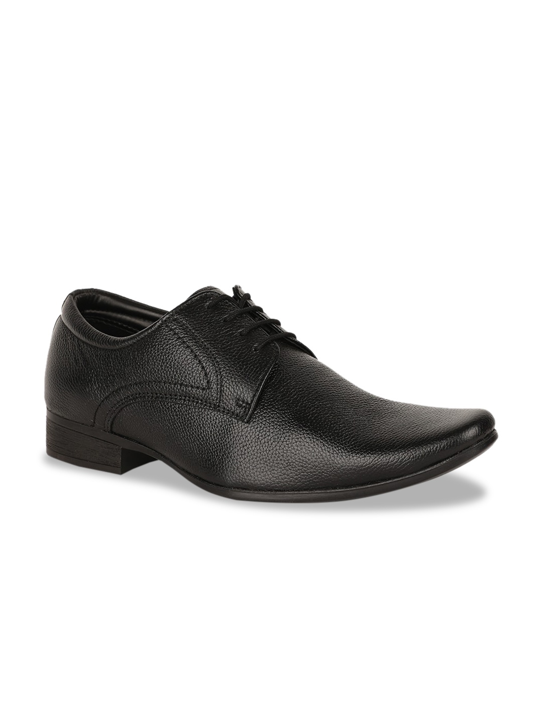 Bata Men Black Solid Leather Formal Derbys