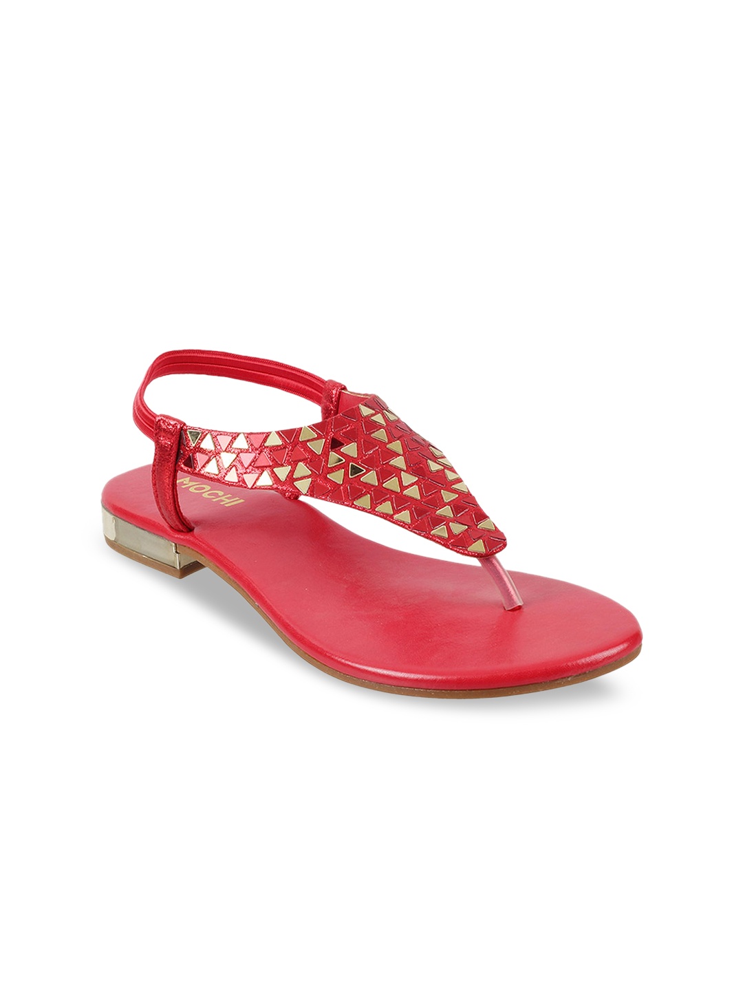 Mochi Women Red Embellished Open Toe Flats