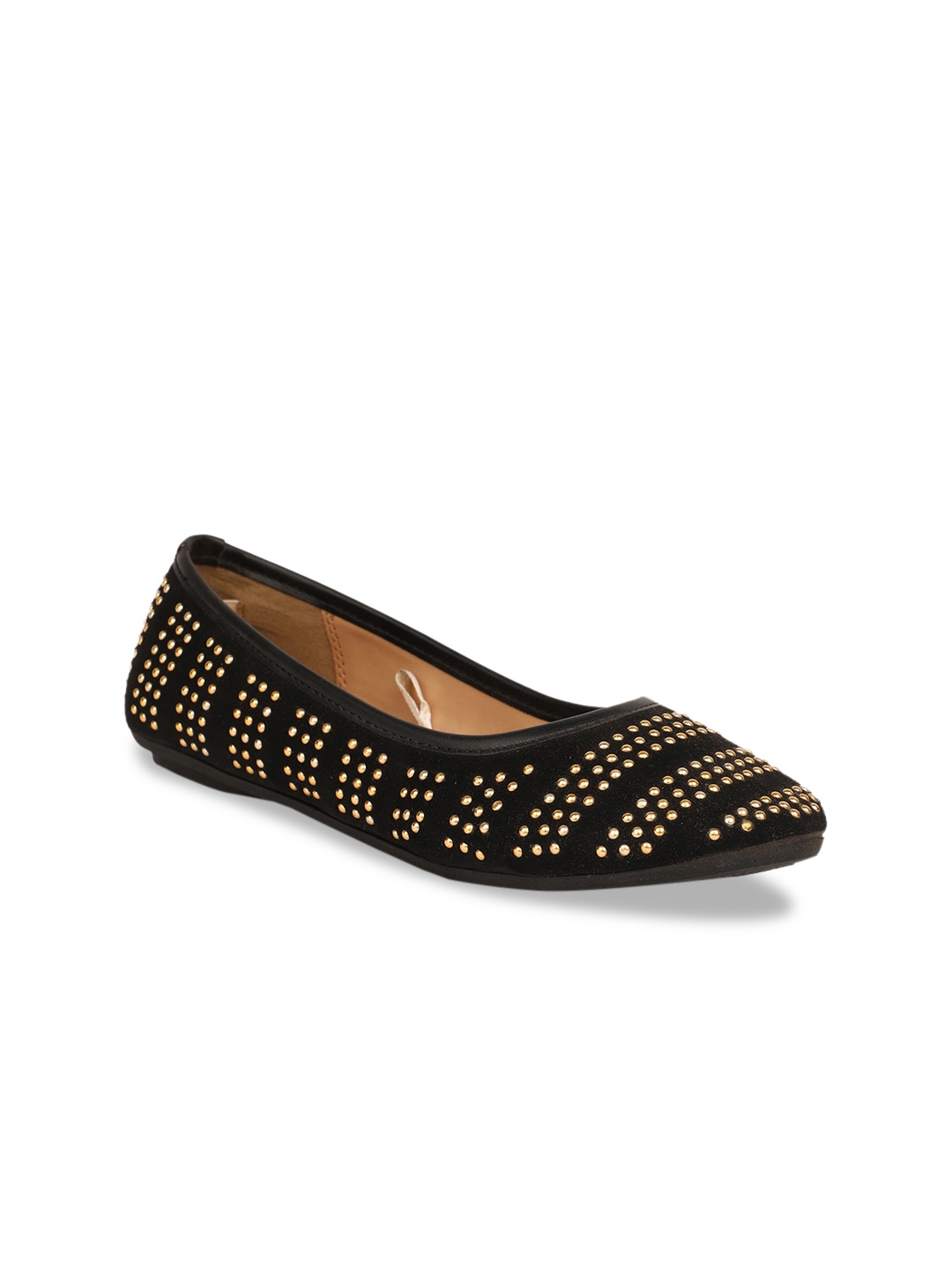 Bata Women Black Embellished PU Ballerinas