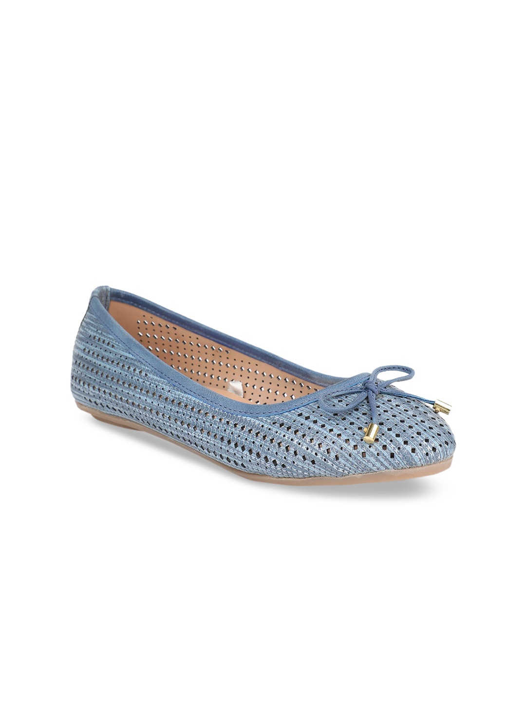Bata Women Blue Woven Design PU Ballerinas