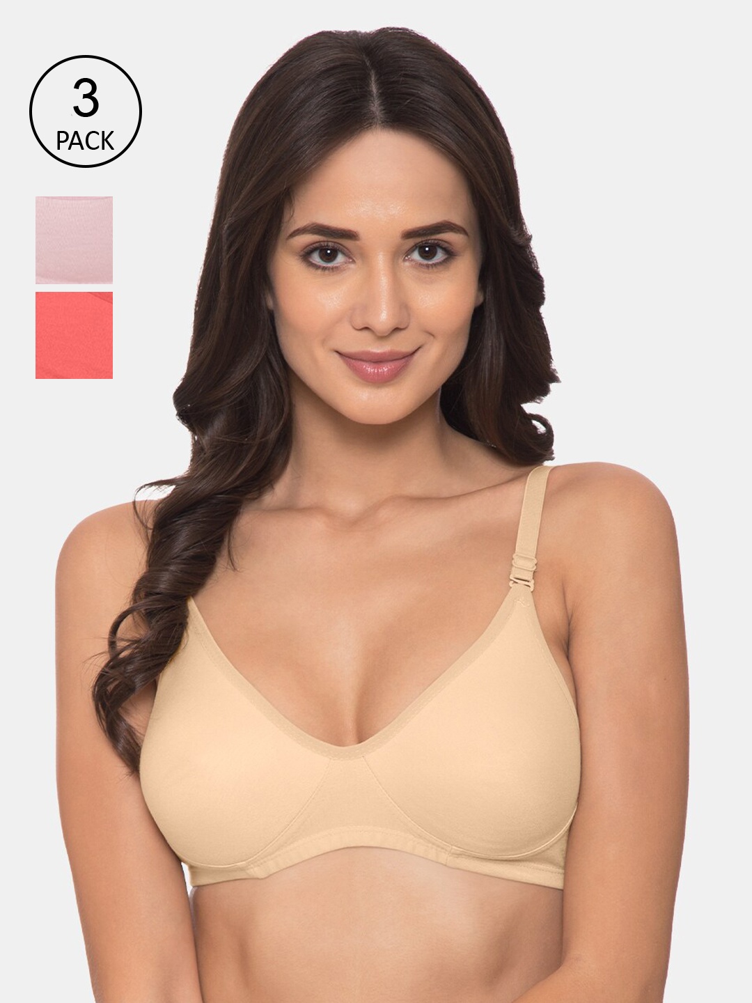 Souminie Pack of 3 Solid Non-Wired Non Padded Everyday Bras S-133-SK-PK-CRL-30B-Skin, Beige
Souminie Pack of 3 Solid Non-Wired Non Padded Everyday Bras S-133-SK-PK-CRL-30B-Skin, Beige