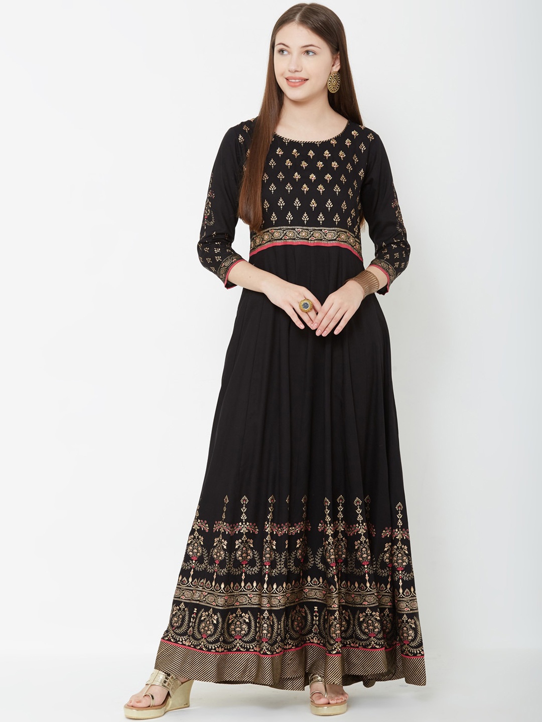 FASHOR Women Black Embellished Maxi Dress