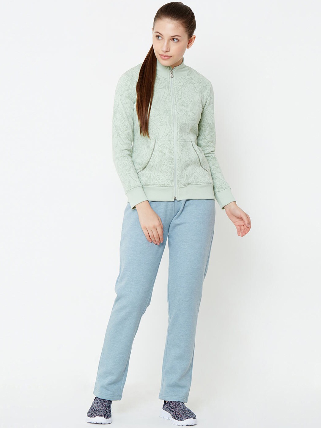 Sweet Dreams Women Green Printed Tracksuit