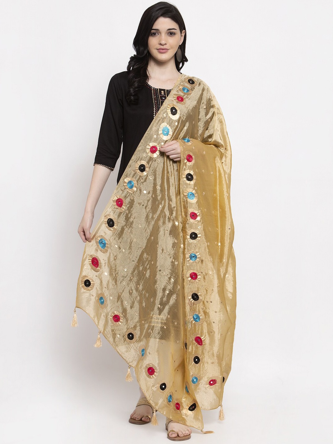 Clora Creation Beige Printed Dupatta