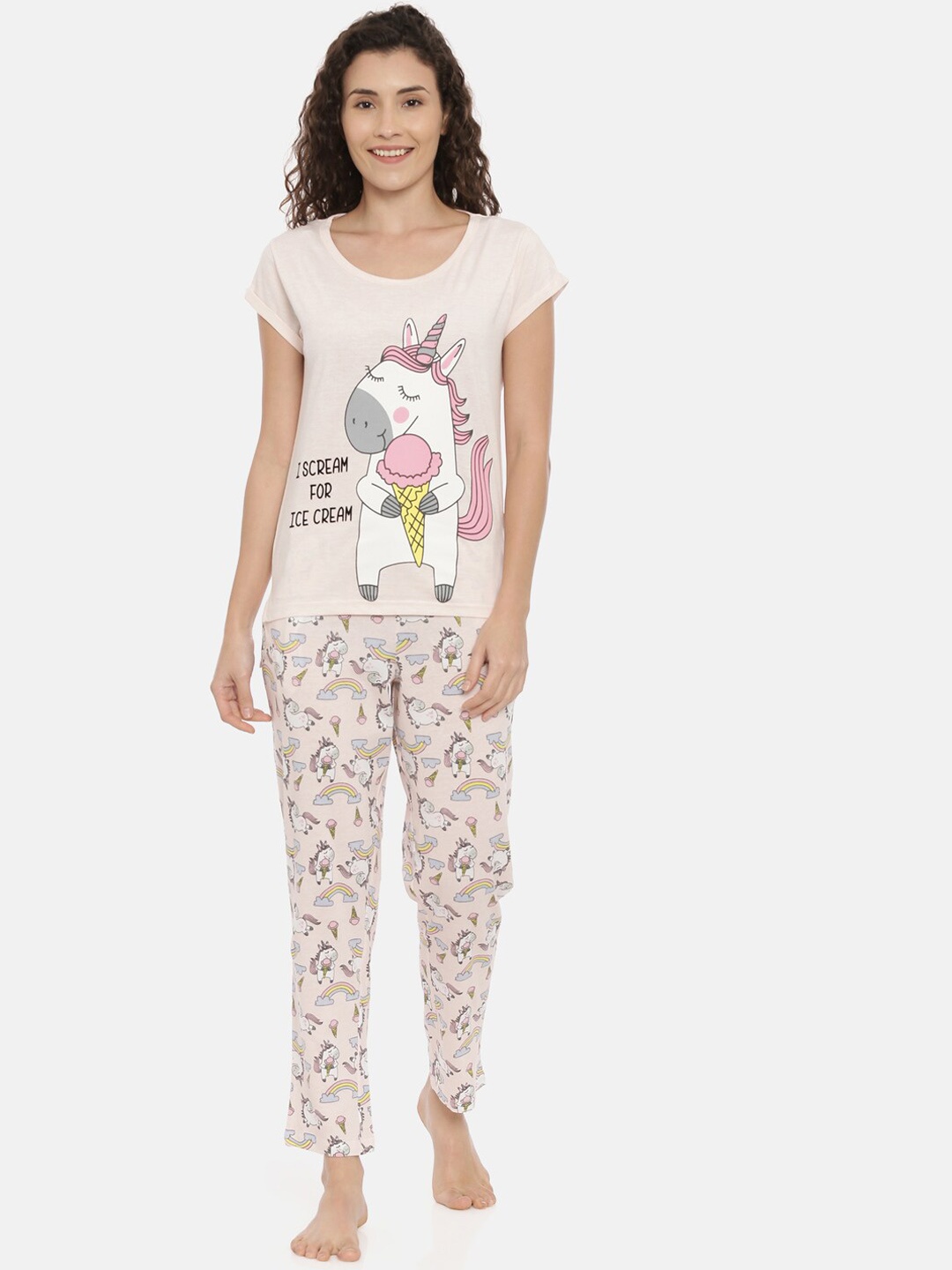 Snarky Gal Women Pink Printed Night suit