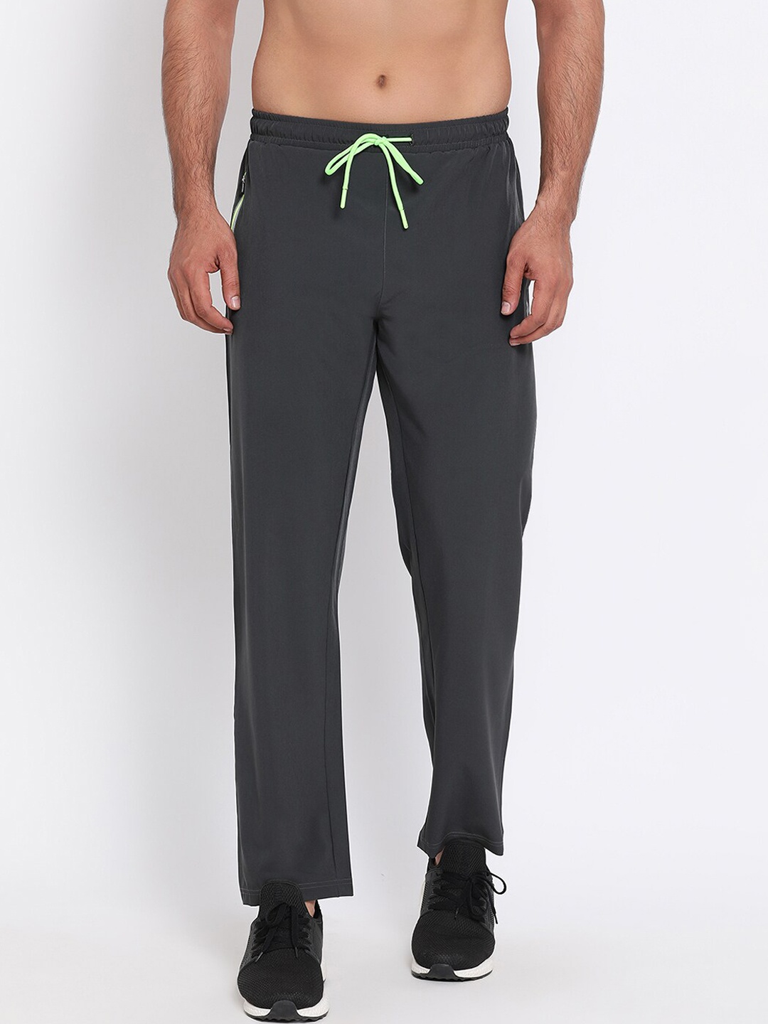 PERFKT-U Men Grey Solid Hydra Cool Straight Fit Track Pants