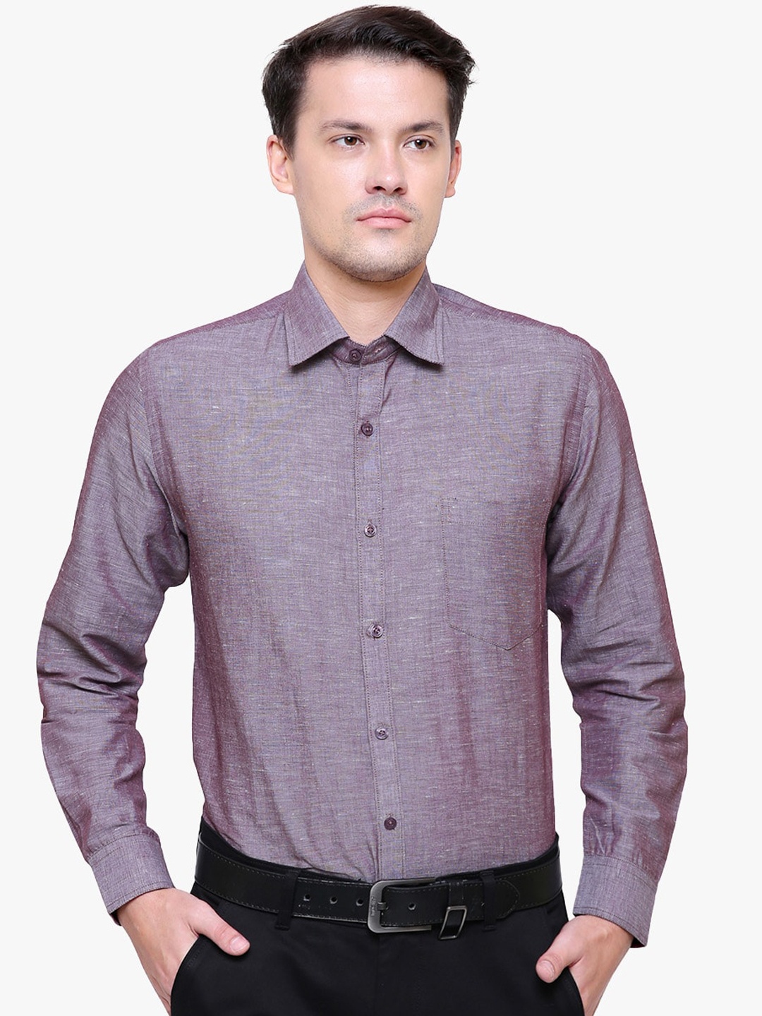 Southbay Men Purple Smart Tailored Fit Solid Formal Shirt