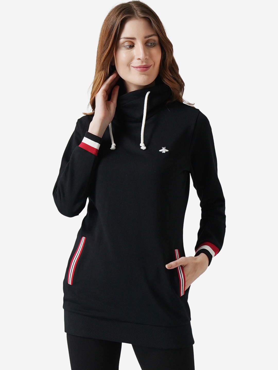 Mode by Red Tape Women Black Solid Sweatshirt