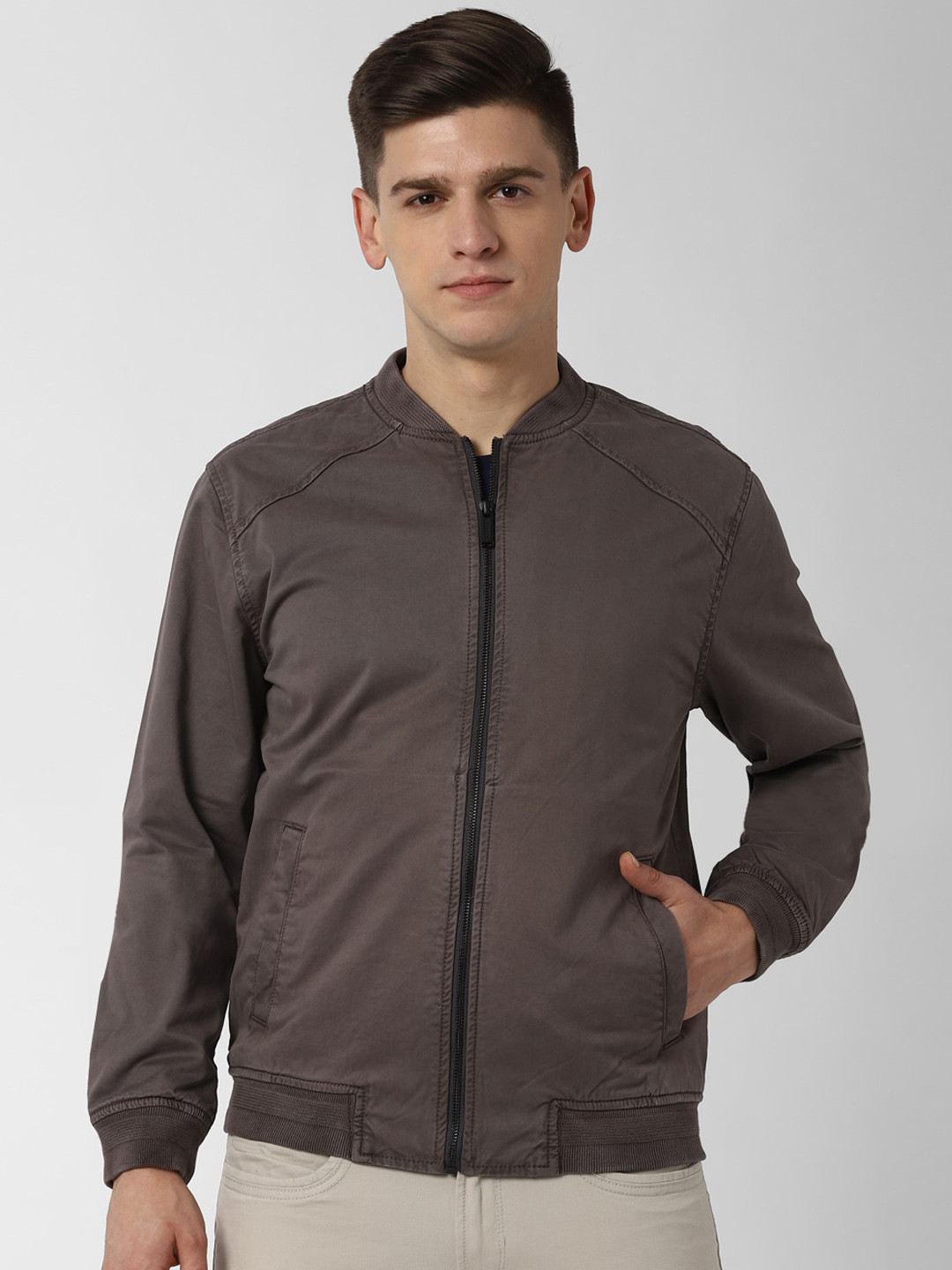 Peter England Casuals Men Brown Solid Bomber Jacekt 
Peter England Casuals Men Brown Solid Bomber Jacekt