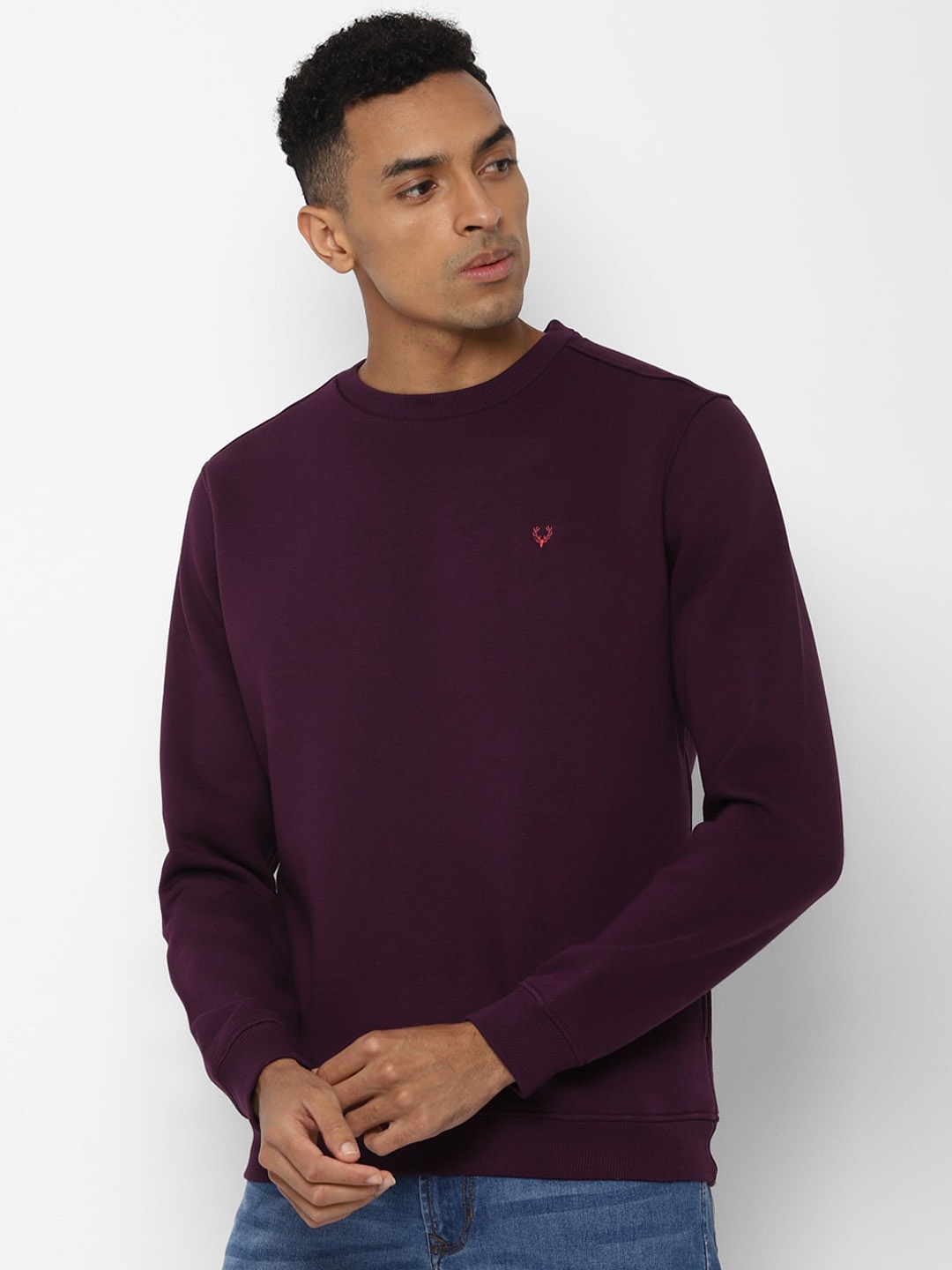 Allen Solly Men Purple Solid Sweatshirt