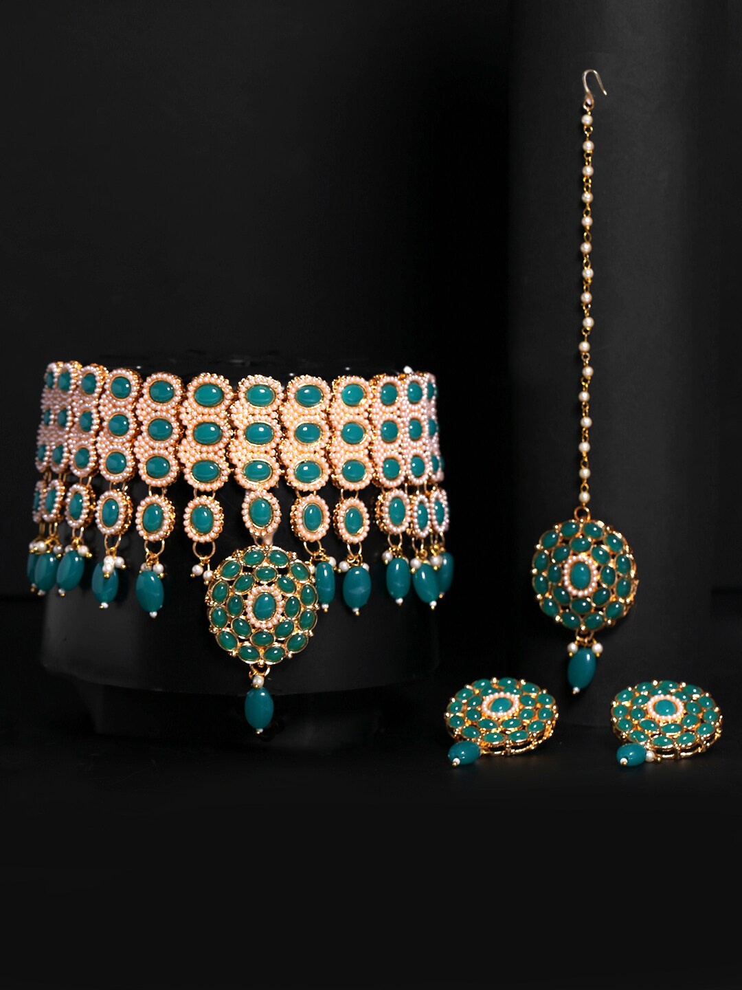 Yellow Chimes Gold-Plated Green & Beige Stone-Studded Beaded Handcrafted Jewellery Set
Yellow Chimes Gold-Plated Green & Beige Stone-Studded Beaded Handcrafted Jewellery Set