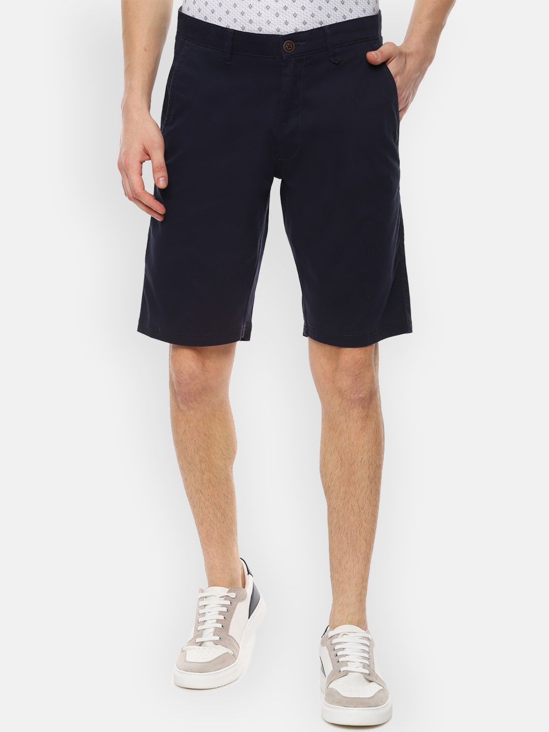 Van Heusen Sport Men Navy Blue Solid Regular Fit Regular Shorts