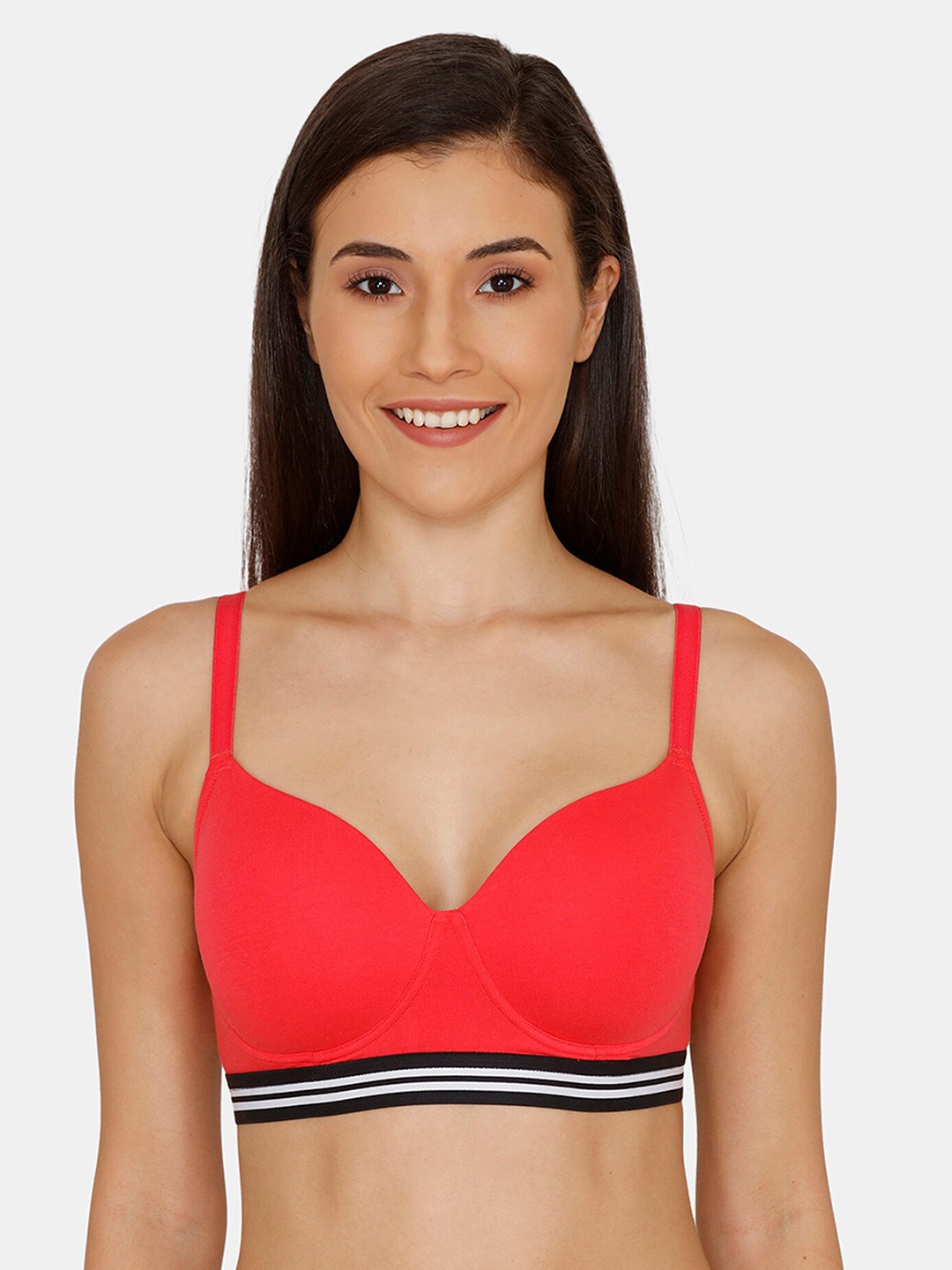 Zivame Red Solid Non-Wired Lightly Padded T-shirt Bra ZI1175FASHZPRED