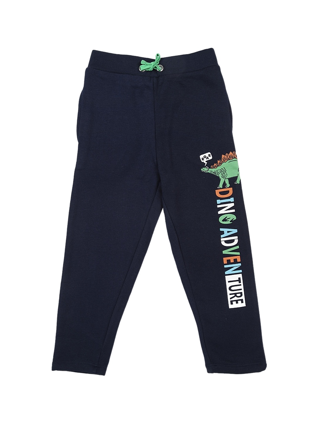 Lazy Shark Boys Navy Blue Printed Straight-Fit Joggers