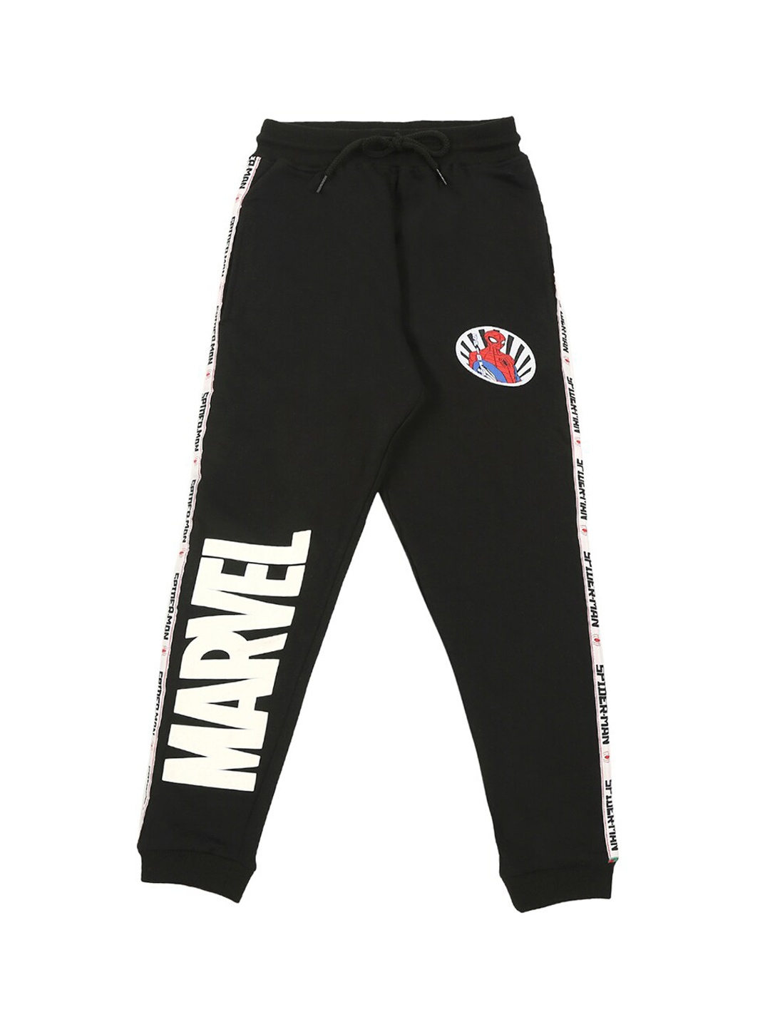 Marvel Boys Black Solid Marvel Spiderman Joggers
