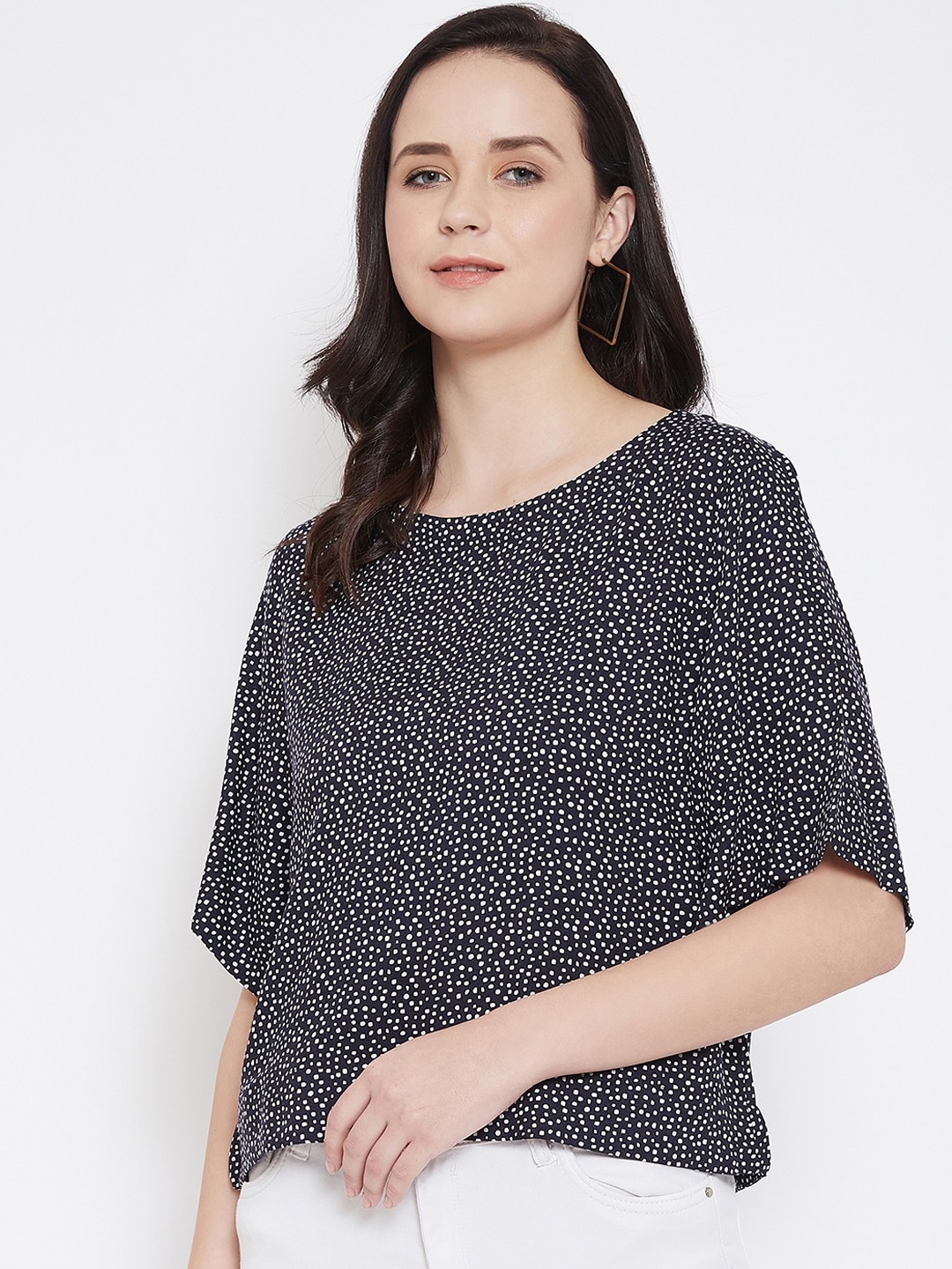 Ruhaans Women Black & White Printed Top