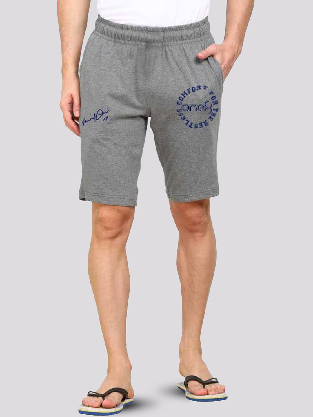 one8 by Virat Kohli Men Grey Solid Lounge Shorts