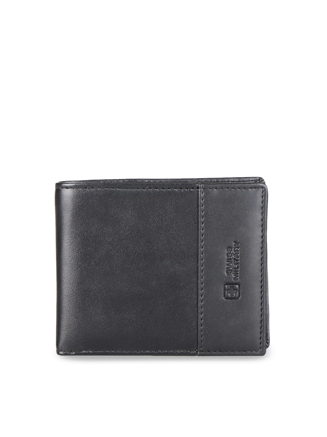 SWISS MILITARY Men Black Solid Genuine Leather Two Fold Wallet