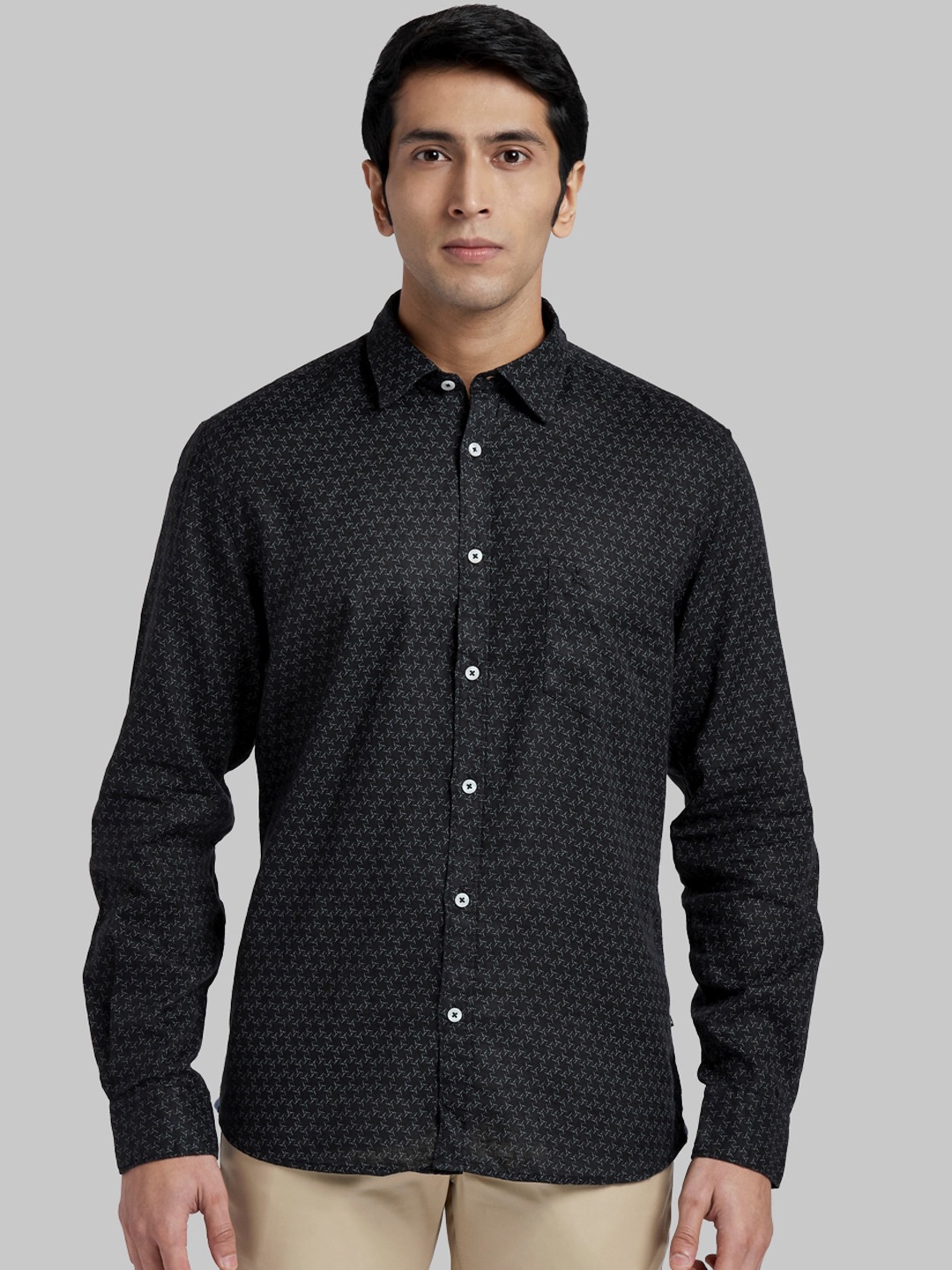 Parx Men Black Regular Fit Printed Casual Shirt