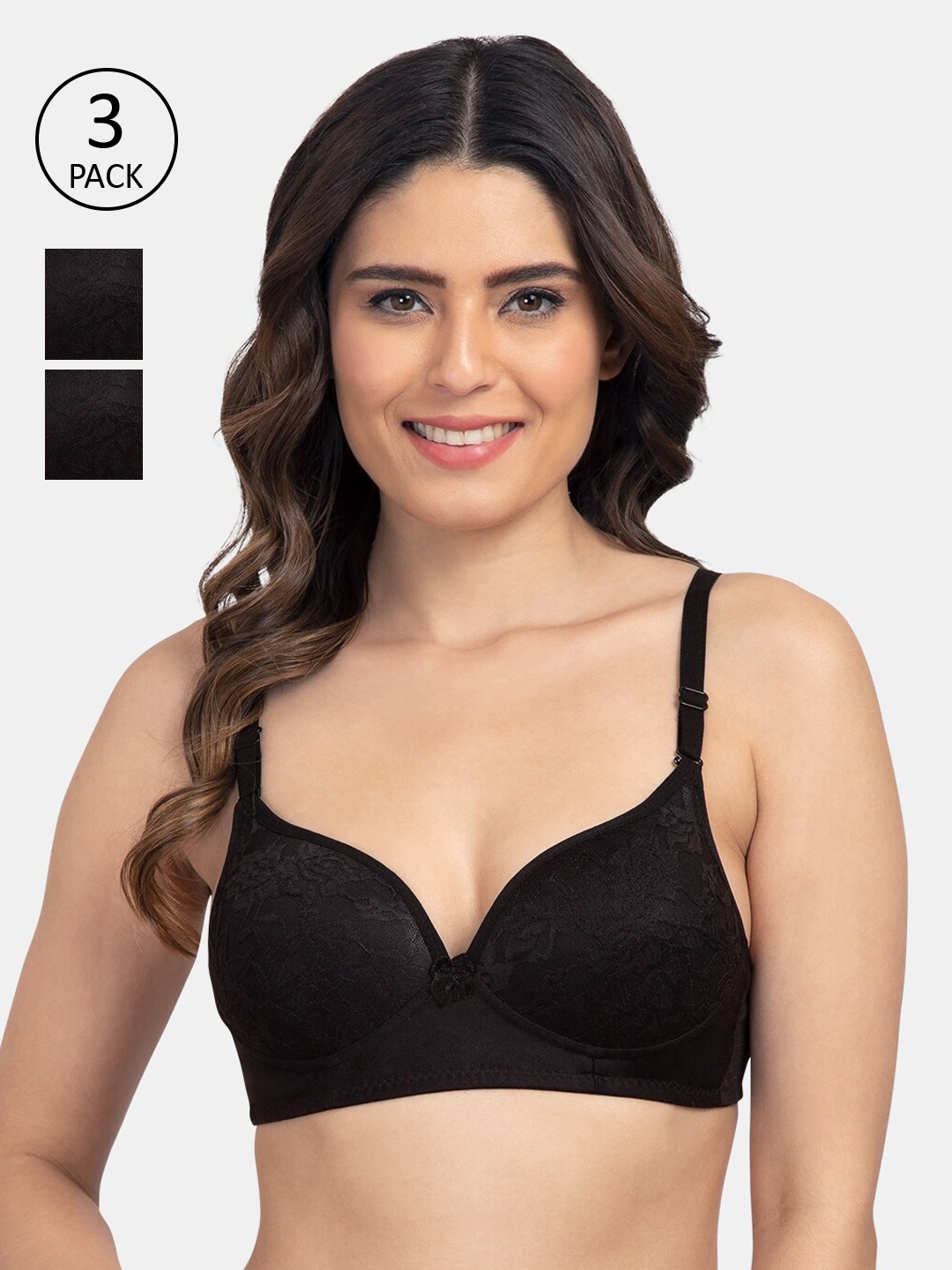 KOMLI Pack Of 3 Self Design Non-Wired Heavily Padded T-shirt Bra K-9521-3PC-BLK, Black
KOMLI Pack Of 3 Self Design Non-Wired Heavily Padded T-shirt Bra K-9521-3PC-BLK, Black