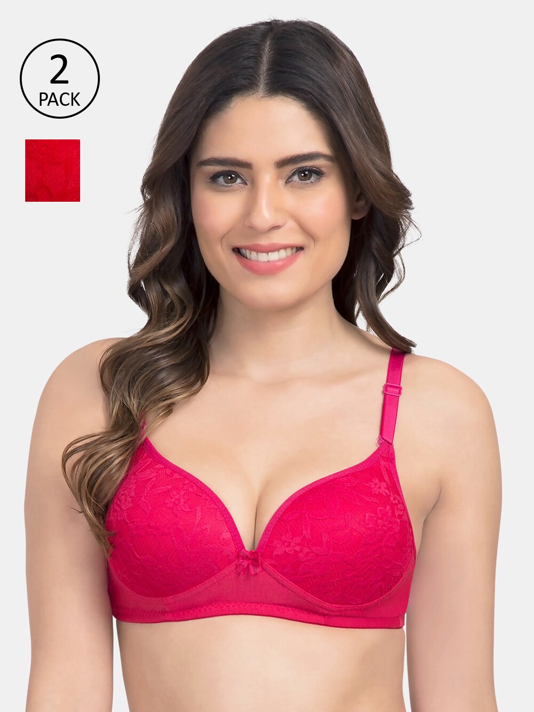 KOMLI Pack of 2 Solid Non-Wired Heavily Padded T-shirt Bras K-9521-DPK-2PC-RD-30B, Pink
KOMLI Pack of 2 Solid Non-Wired Heavily Padded T-shirt Bras K-9521-DPK-2PC-RD-30B, Pink