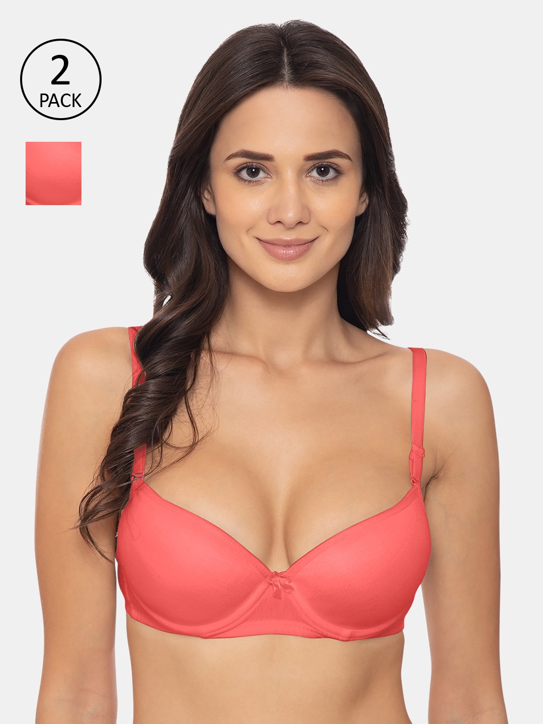 KOMLI Pack of 2 Coral Pink Solid Underwired Lightly Padded Everyday Bras K-917-2PC-CRL-30B
KOMLI Pack of 2 Coral Pink Solid Underwired Lightly Padded Everyday Bras K-917-2PC-CRL-30B