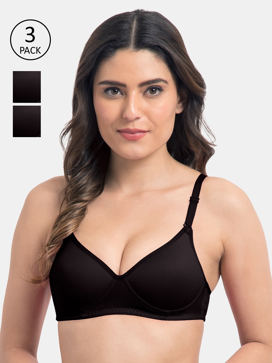 KOMLI Pack of 3 Black Solid Non-Wired Lightly Padded Everyday Bras K-95413-3PC-BLK-28B
KOMLI Pack of 3 Black Solid Non-Wired Lightly Padded Everyday Bras K-95413-3PC-BLK-28B