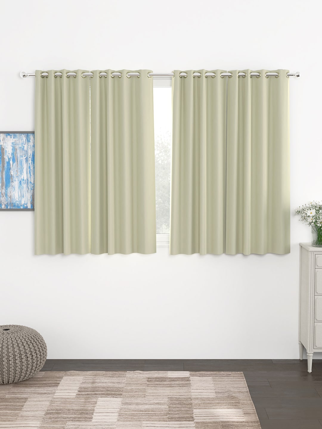 Story@Home Faux Silk Solid Solid 300GSM Beige Room Darkening Blackout Window Curtain - Set Of 4
Story@Home Faux Silk Solid Solid 300GSM Beige Room Darkening Blackout Window Curtain - Set Of 4