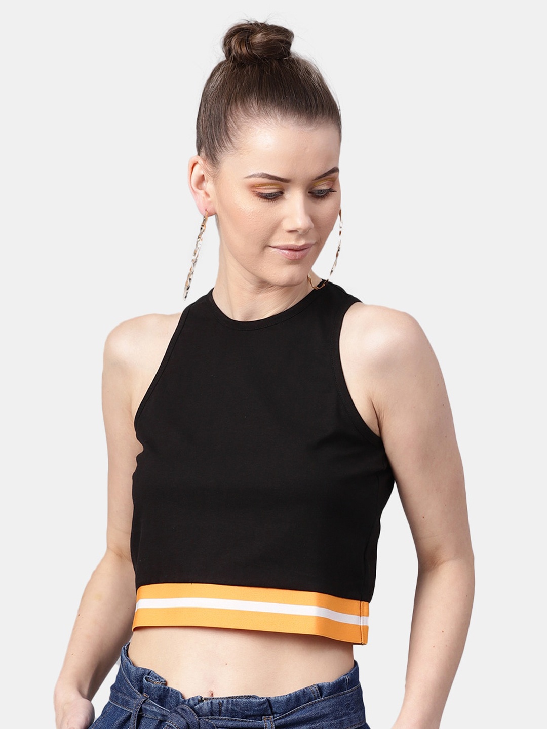 DIVA WALK EXCLUSIVE Women Black Solid Crop Top