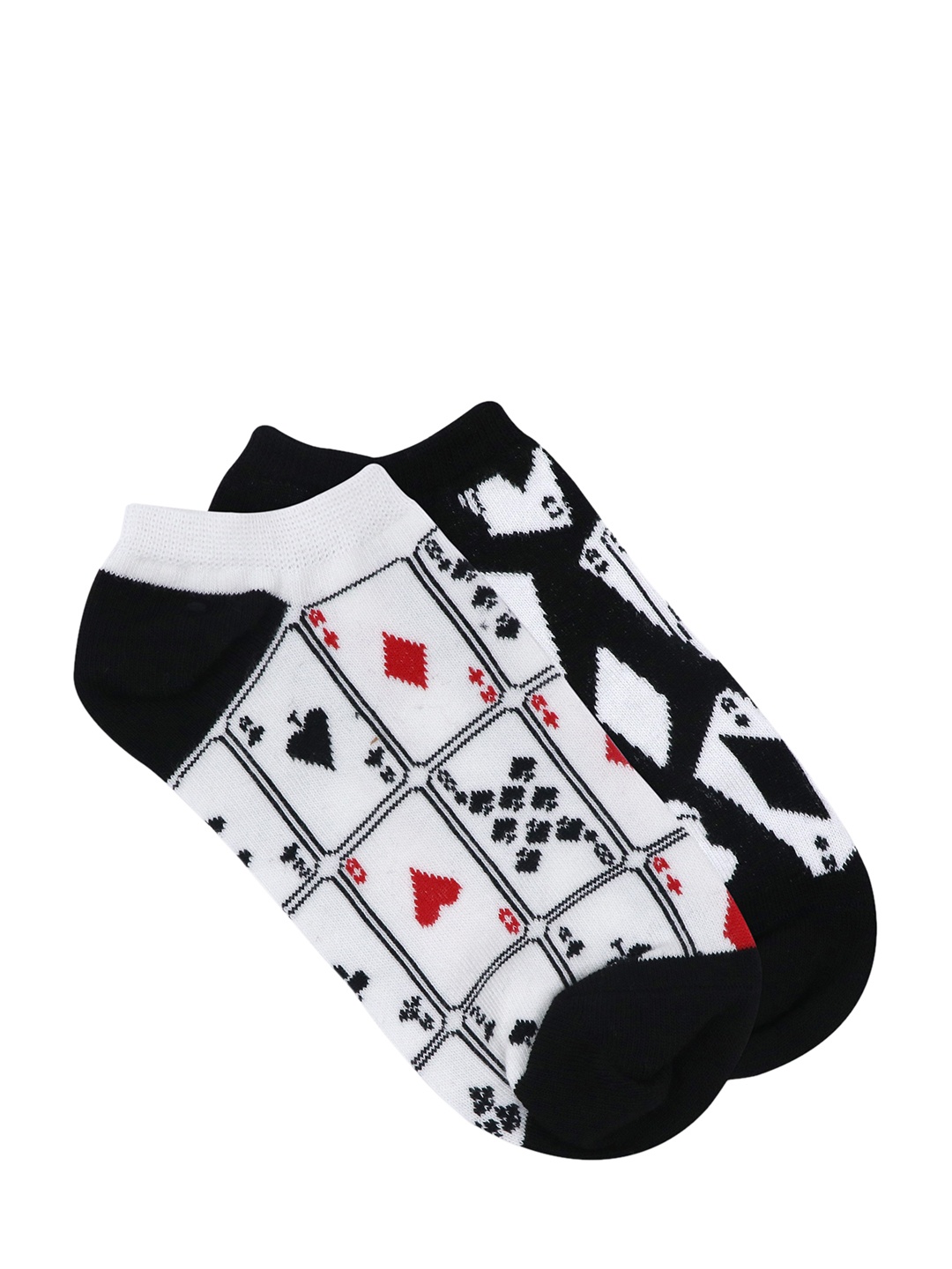 Balenzia Women Black & White Pack of 2 Patterned Ankle-Length Socks