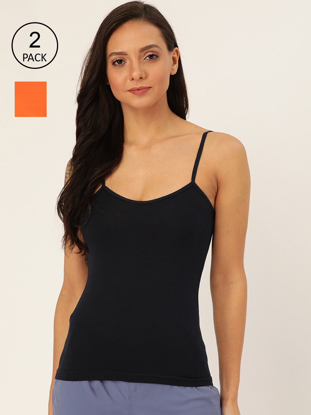 Lady Lyka Women Pack Of 2 Solid Adjustable Straps Camisoles CAMI-04-NBLU-ORG, Navy blue
Lady Lyka Women Pack Of 2 Solid Adjustable Straps Camisoles CAMI-04-NBLU-ORG, Navy blue