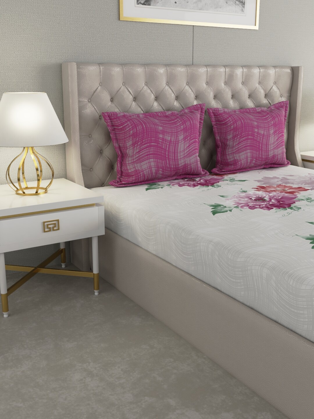 Raymond Home Grey & Pink Floral 144 TC Cotton Double King Bedsheet With 2 Pillow Covers
Raymond Home Grey & Pink Floral 144 TC Cotton Double King Bedsheet With 2 Pillow Covers