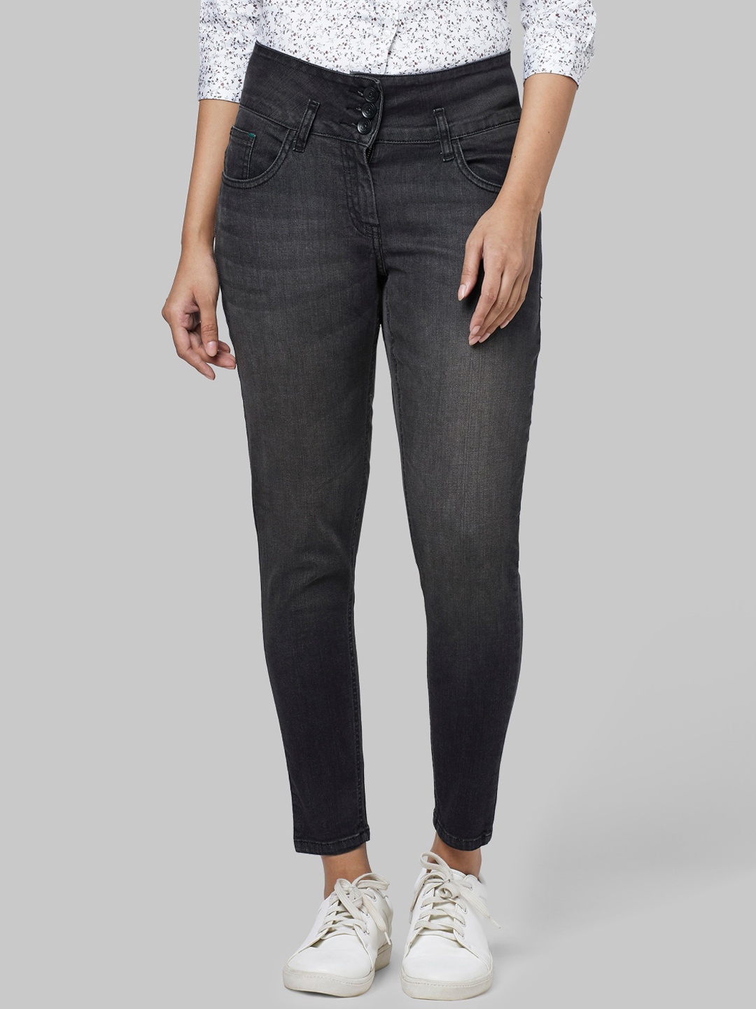 Park Avenue Woman Black Skinny Fit Mid-Rise Clean Look Jeans