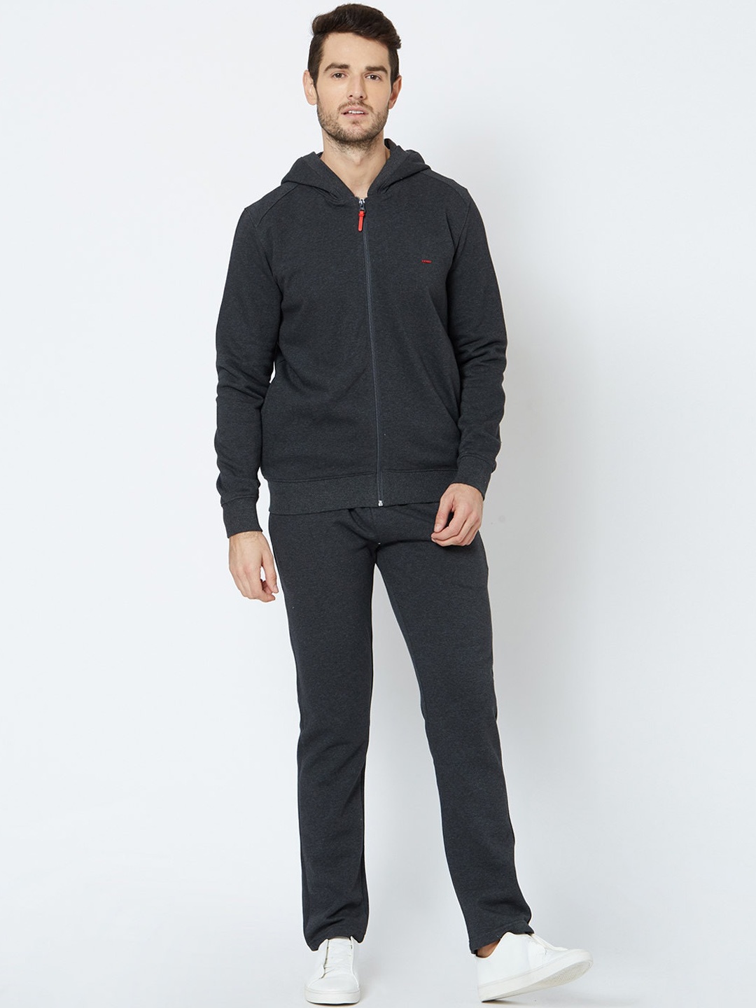 Sweet Dreams Men Charcoal Coloured Solid Tracksuit