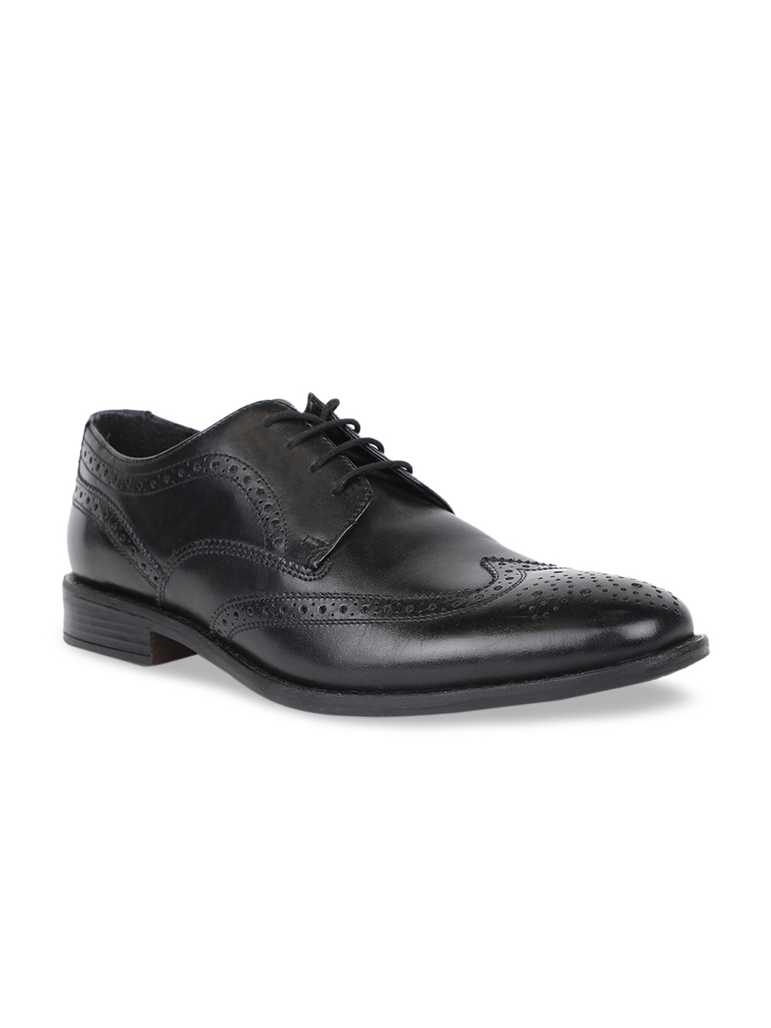Hush Puppies Men Black Solid Formal Leather Brogues